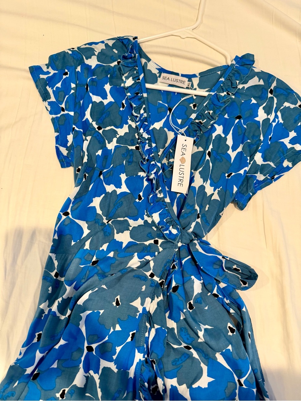 Sea Lustre Blue Floral Wrap Dress